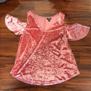 Crushed velvet flowy blouse